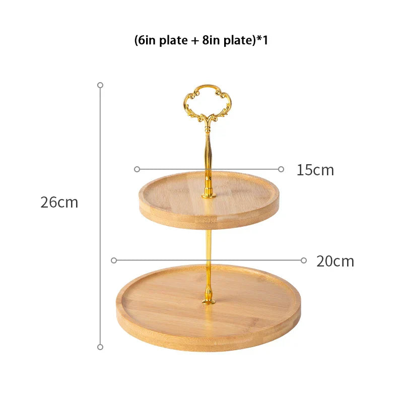 Decorbites™ Bamboo Fruit Cake Stand Set Wood Tableware Snack Dessert uncategorized / needs cleanup with nature-inspired artwork - product view 7