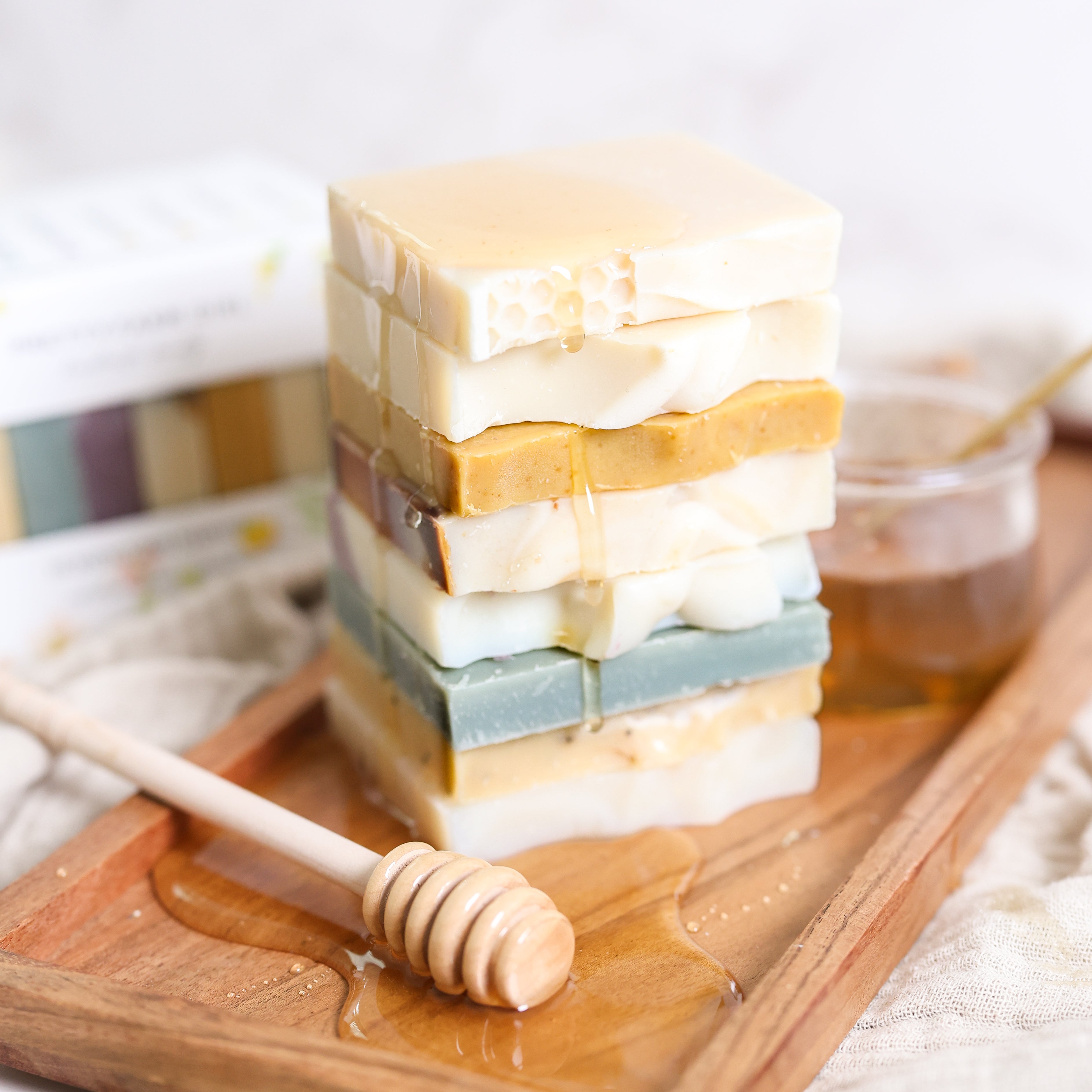 Honeycomb Harvest Goat Milk & Tallow Soap Sampler soap with nature-inspired artwork - product view 3