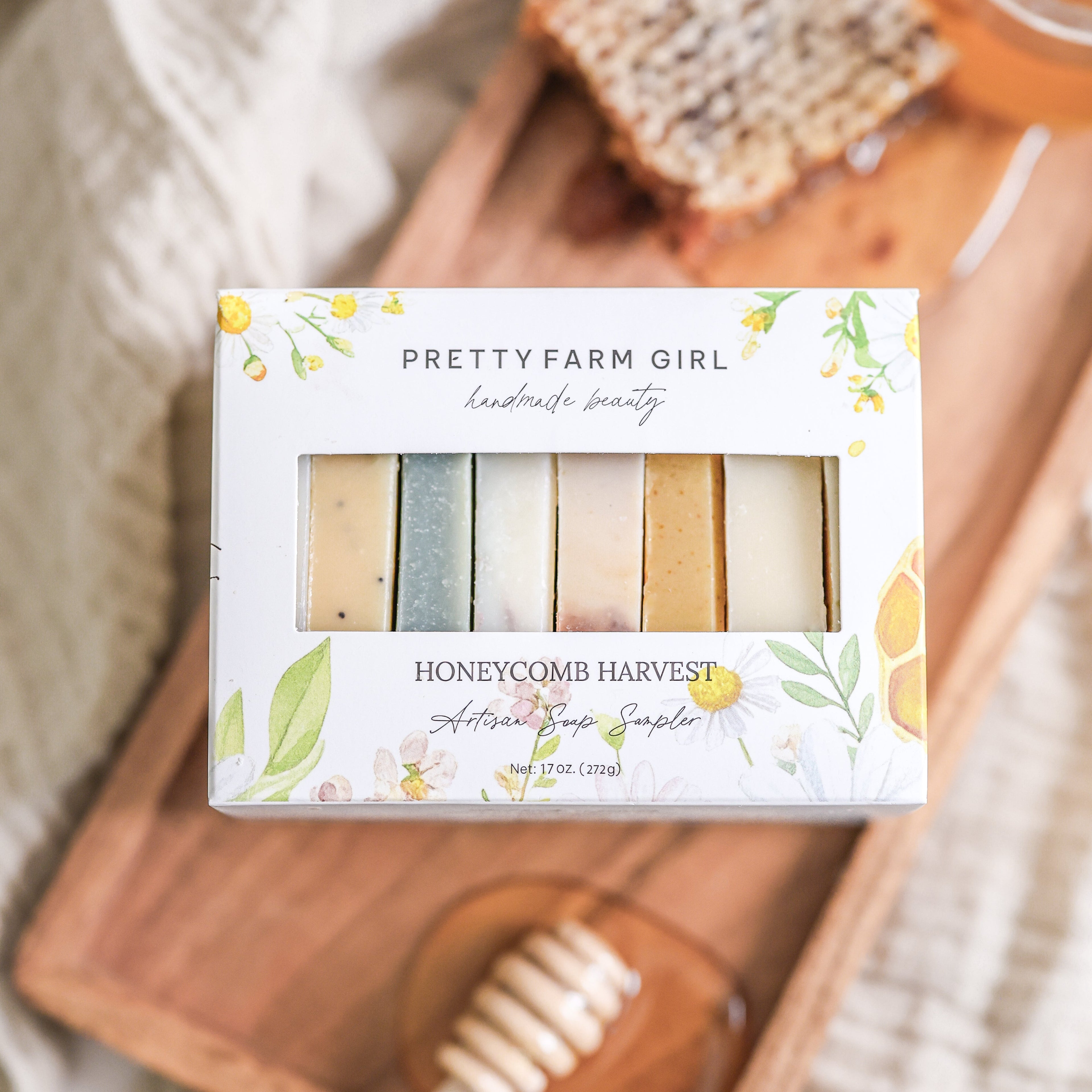 Honeycomb Harvest Goat Milk & Tallow Soap Sampler soap with nature-inspired artwork