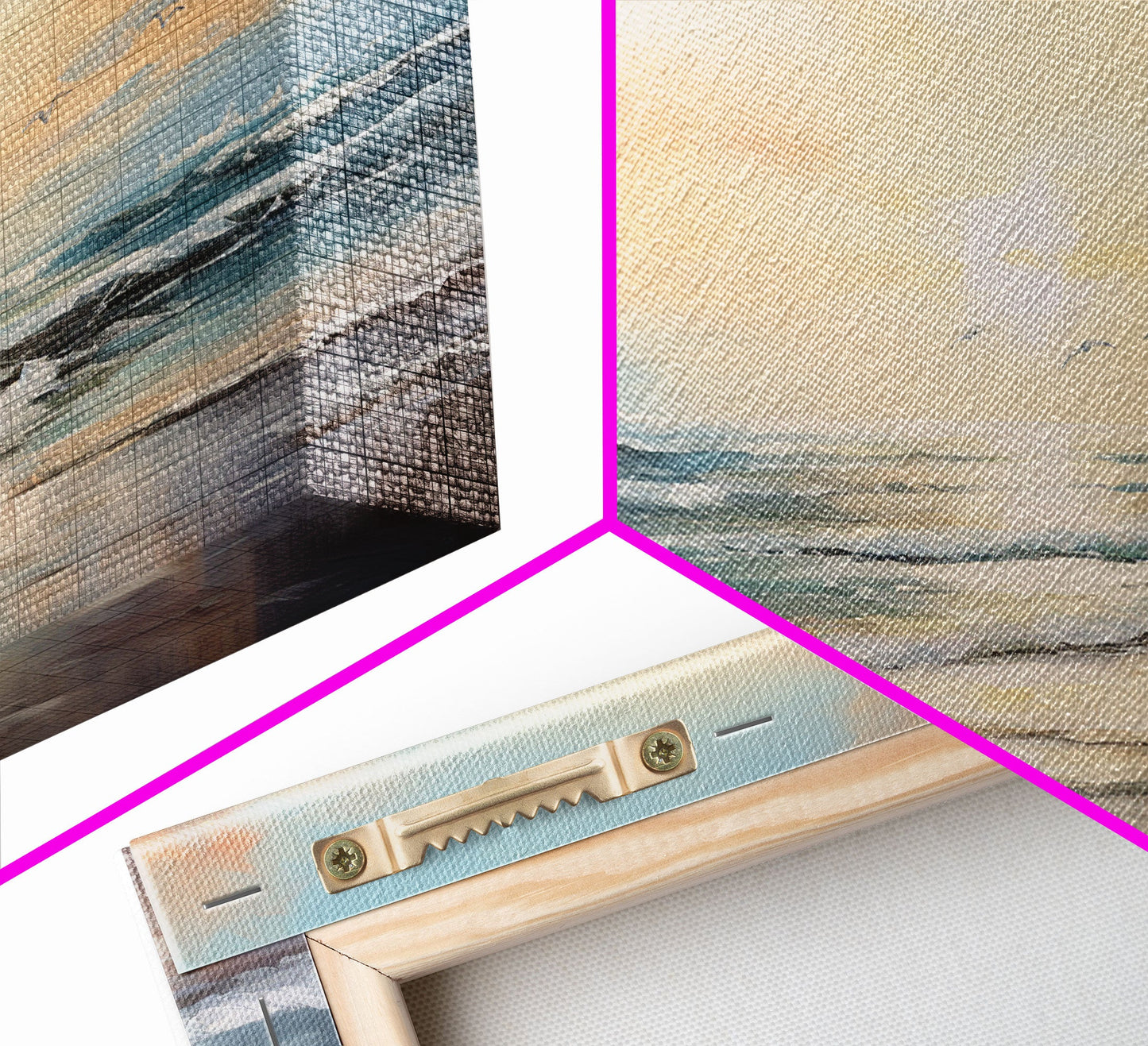 3 Panel Art Beach Painting  | Framed Canvas Print