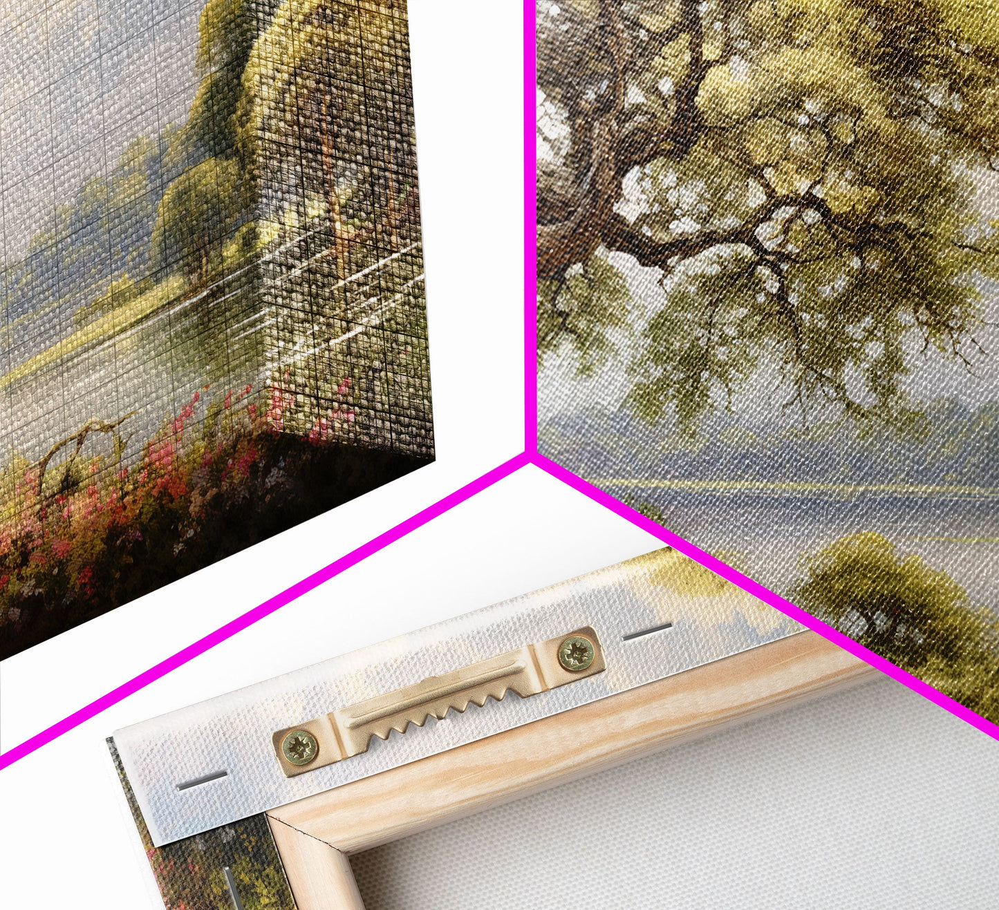 3 Panel Big Tree Lake | Framed Canvas Print