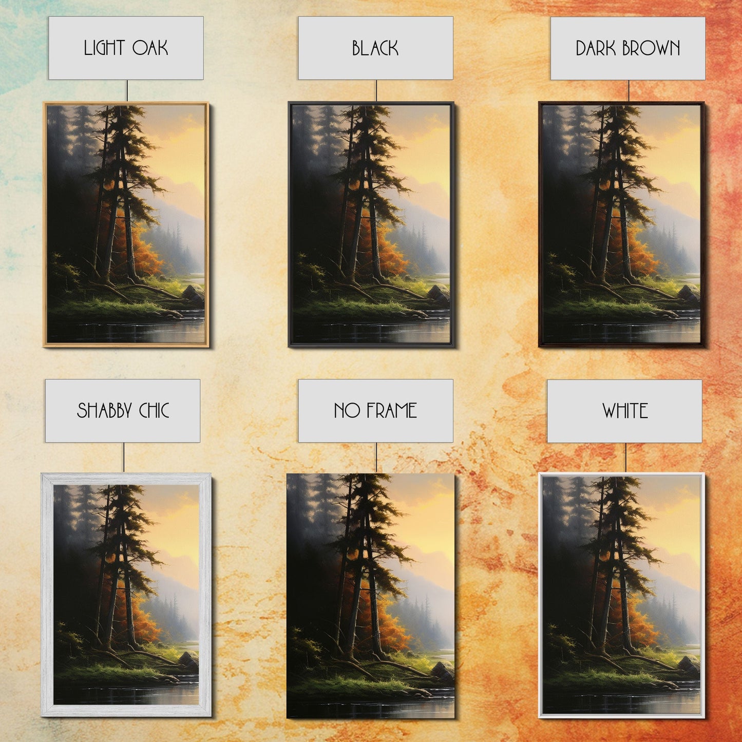 3 Panel Big Evergreen Forest Lake | Framed Canvas Print