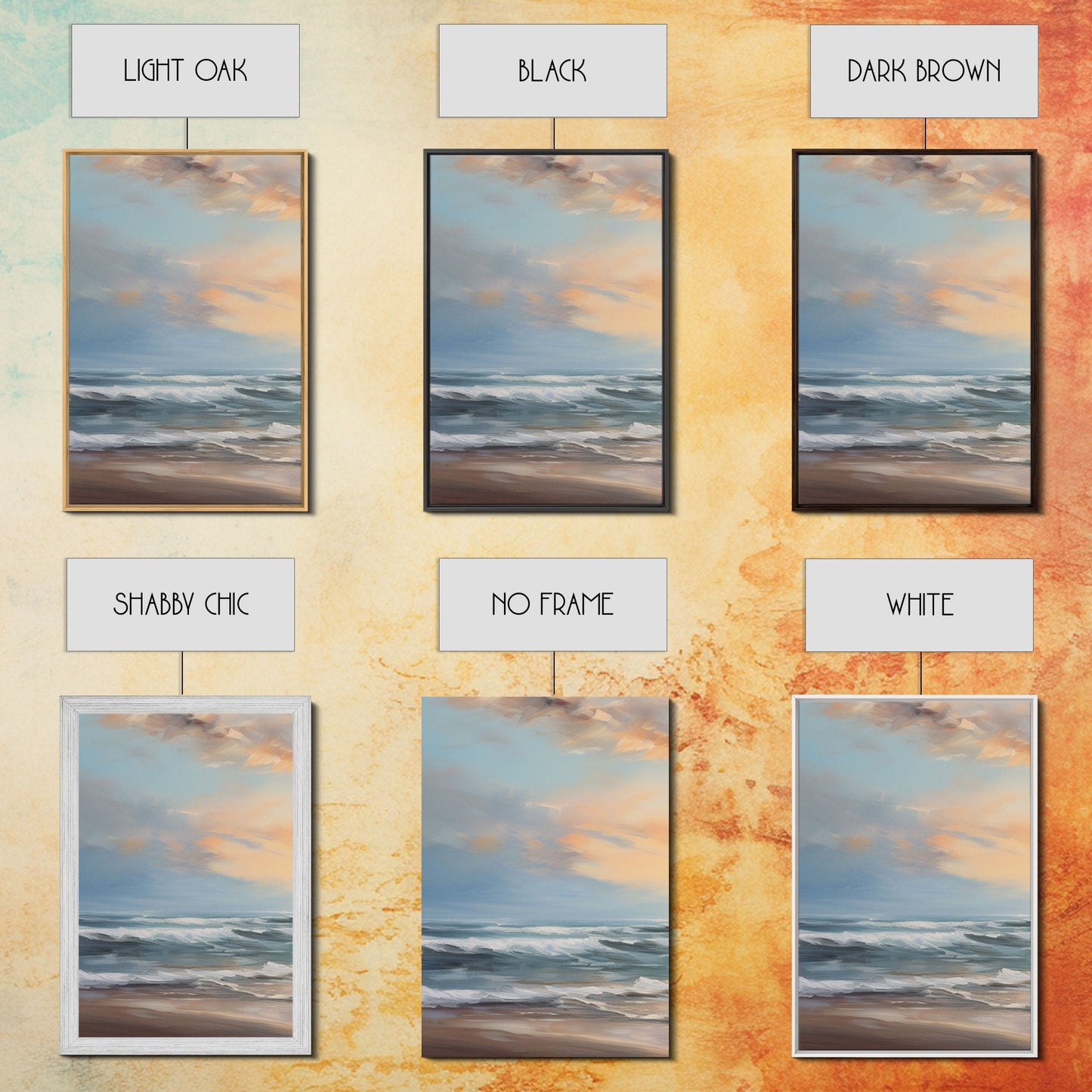 3 Panel Art Beach Painting  | Framed Canvas Print