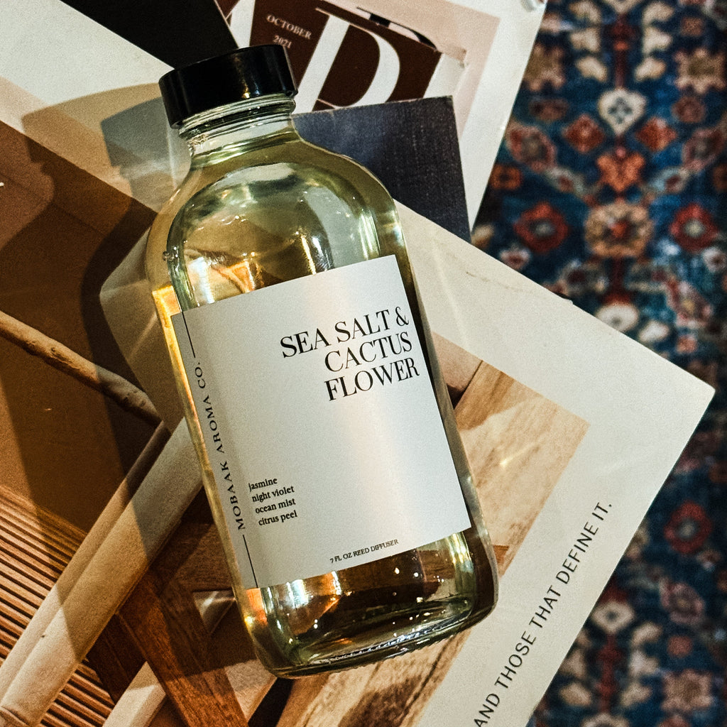 Sea Salt + Cactus Flower Reed Diffuser uncategorized / needs cleanup with nature-inspired artwork - product view 3