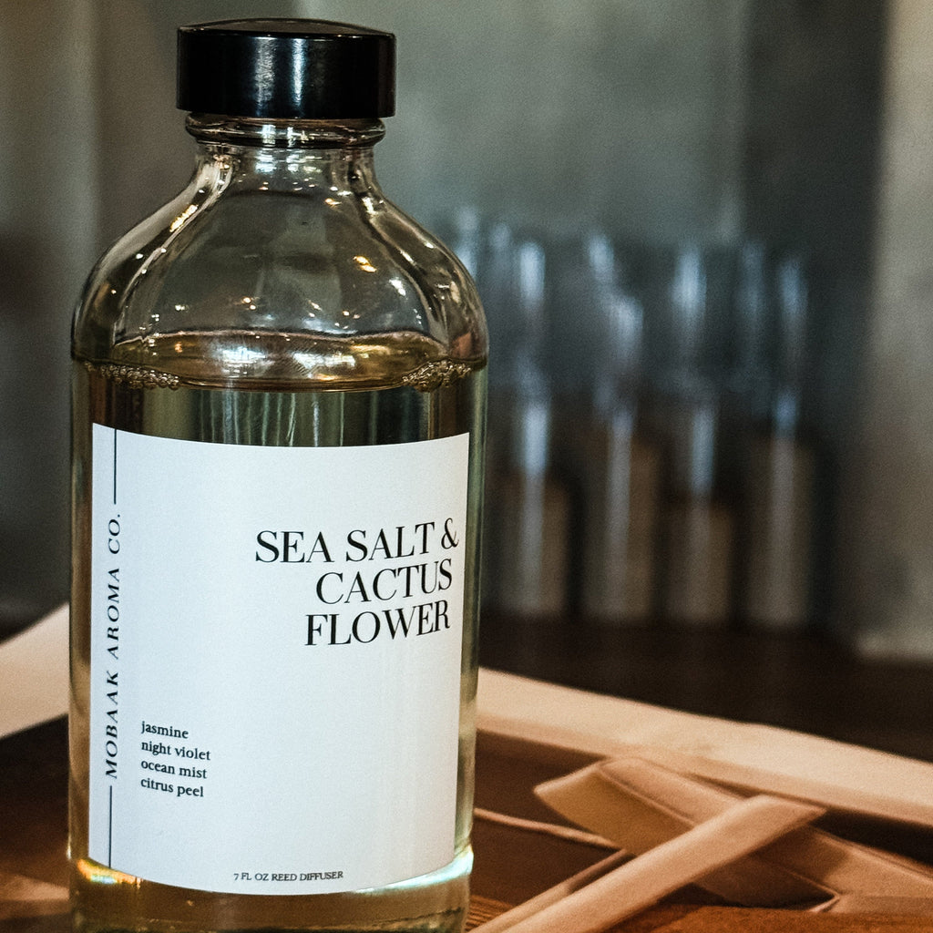 Sea Salt + Cactus Flower Reed Diffuser uncategorized / needs cleanup with nature-inspired artwork - product view 2