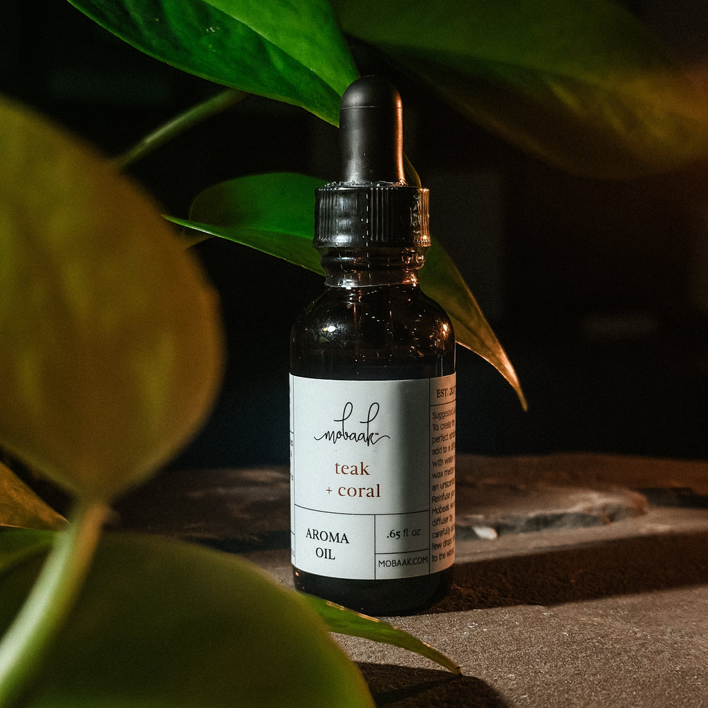 Teak + Coral Aroma Oil aroma oil with nature-inspired artwork