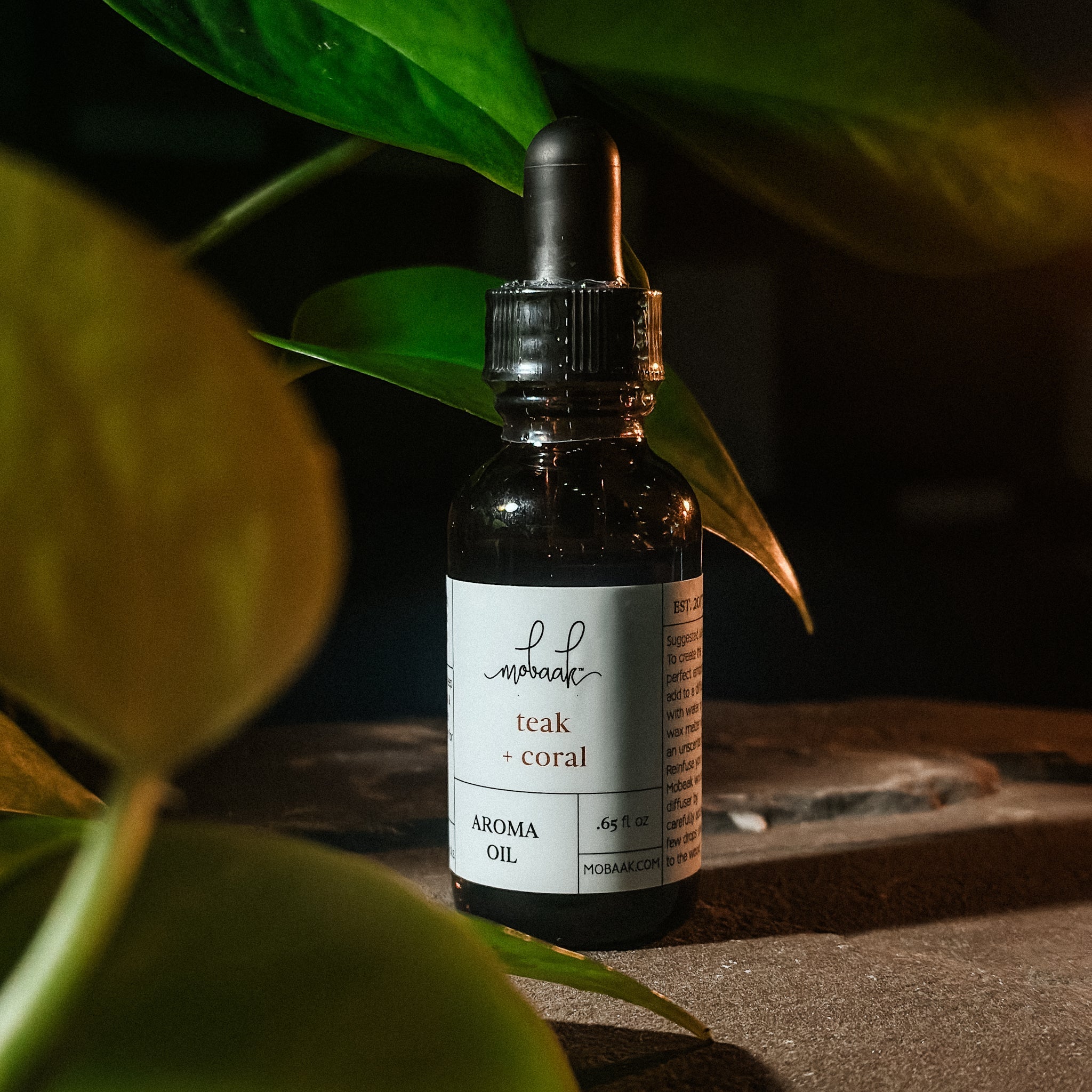 Teak + Coral Aroma Oil aroma oil with nature-inspired artwork