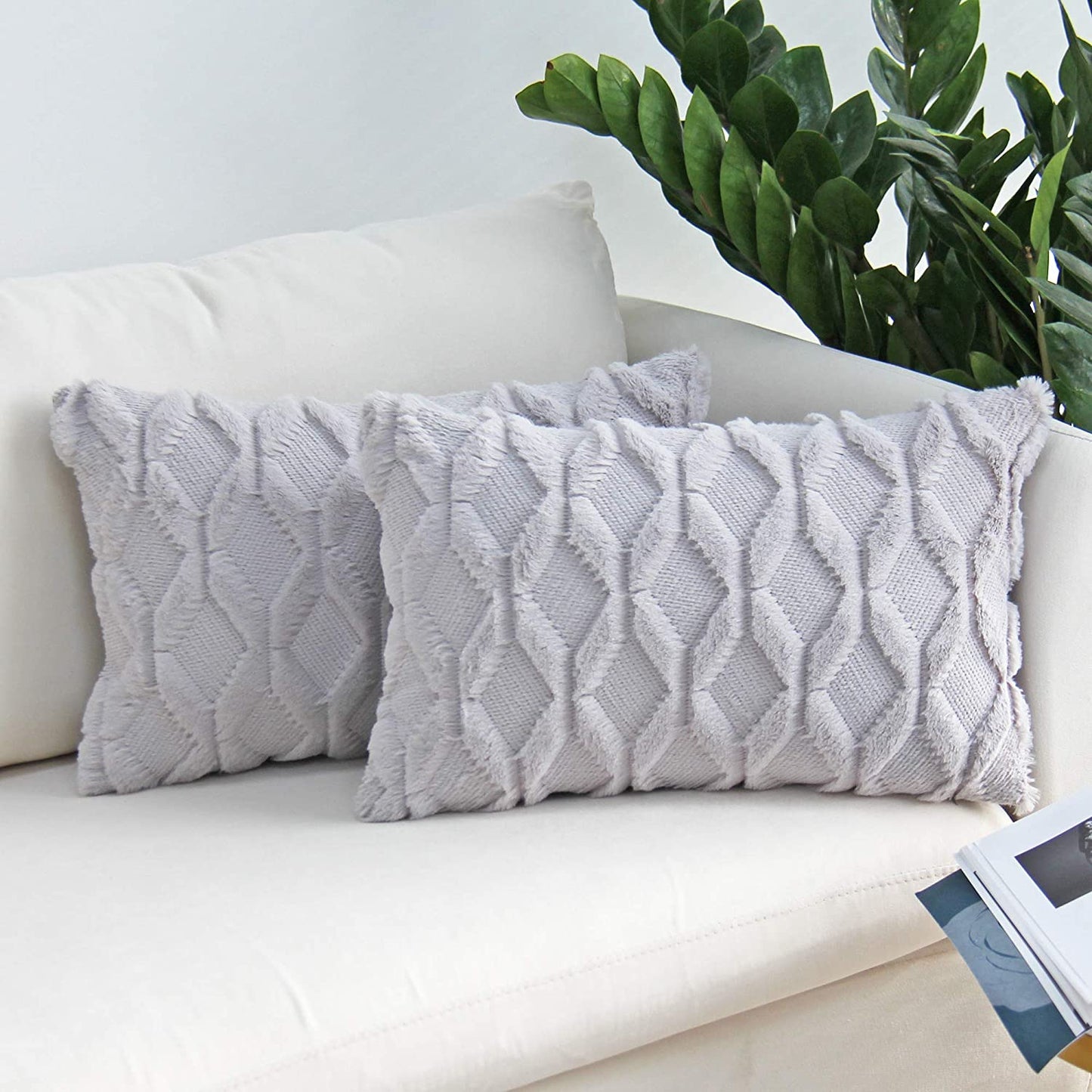 Rectangular Lumbar Plush Throw Pillow Covers, Pack of 2 Luxury Soft pillow cover with nature-inspired artwork - product view 10