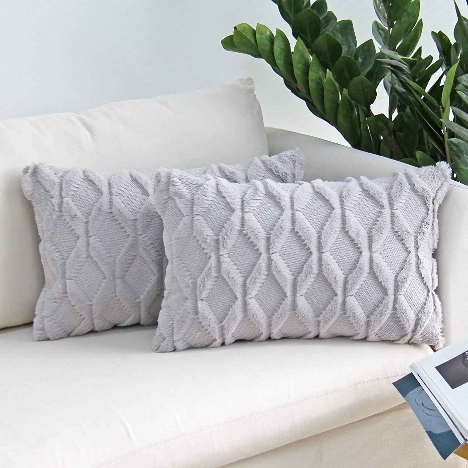 Rectangular Lumbar Plush Throw Pillow Covers, Pack of 2 Luxury Soft pillow cover with nature-inspired artwork - product view 10