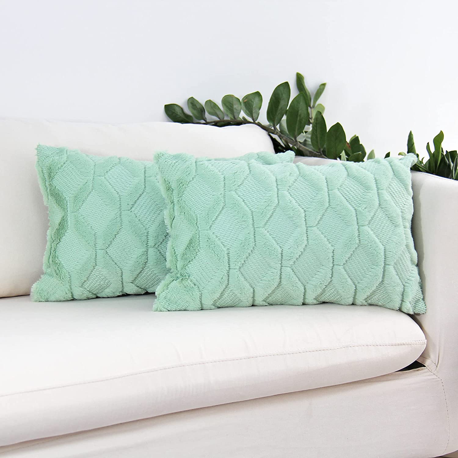 Rectangular Lumbar Plush Throw Pillow Covers, Pack of 2 Luxury Soft pillow cover with nature-inspired artwork - product view 14