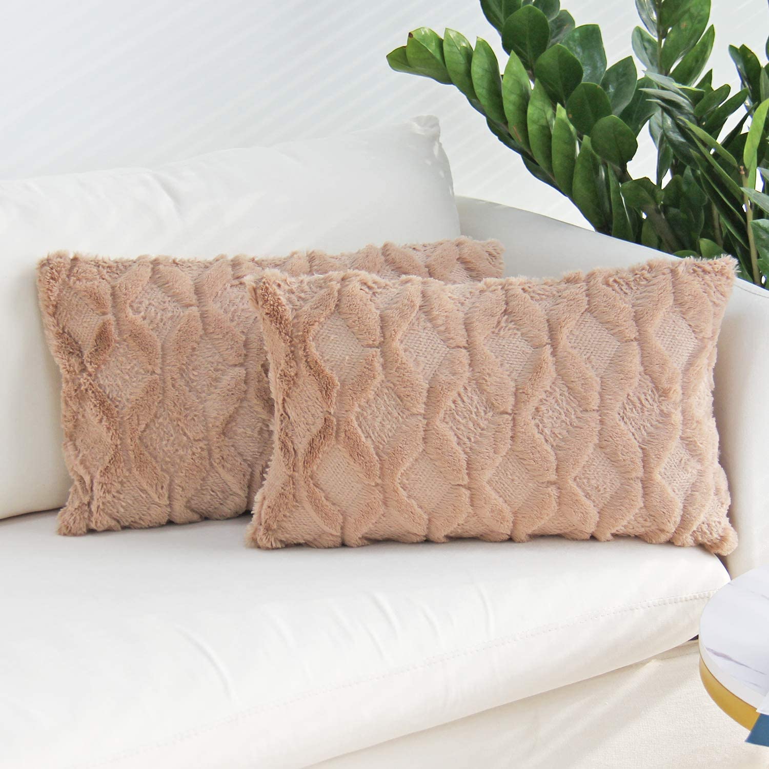 Rectangular Lumbar Plush Throw Pillow Covers, Pack of 2 Luxury Soft pillow cover with nature-inspired artwork - product view 3
