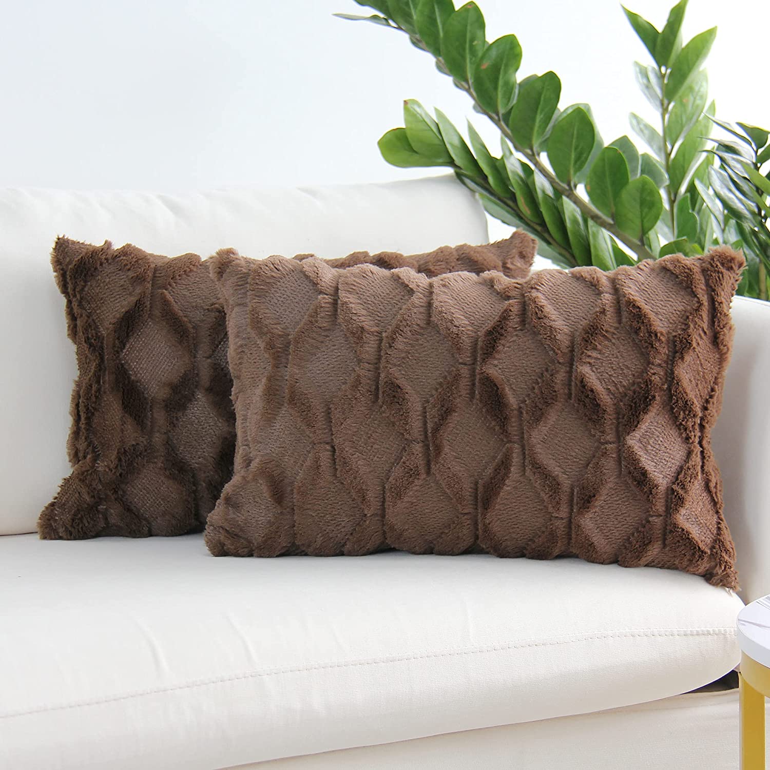 Rectangular Lumbar Plush Throw Pillow Covers, Pack of 2 Luxury Soft pillow cover with nature-inspired artwork