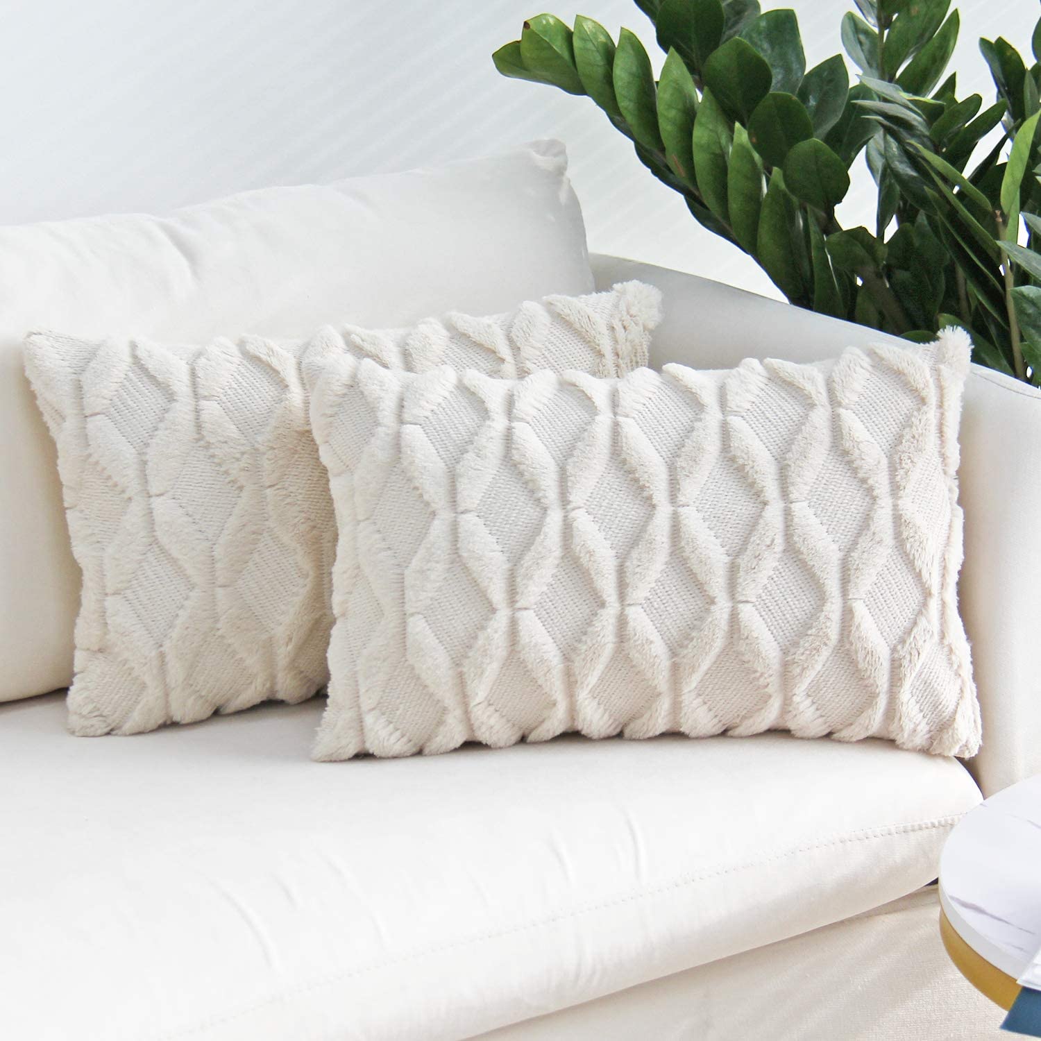 Rectangular Lumbar Plush Throw Pillow Covers, Pack of 2 Luxury Soft pillow cover with nature-inspired artwork - product view 4