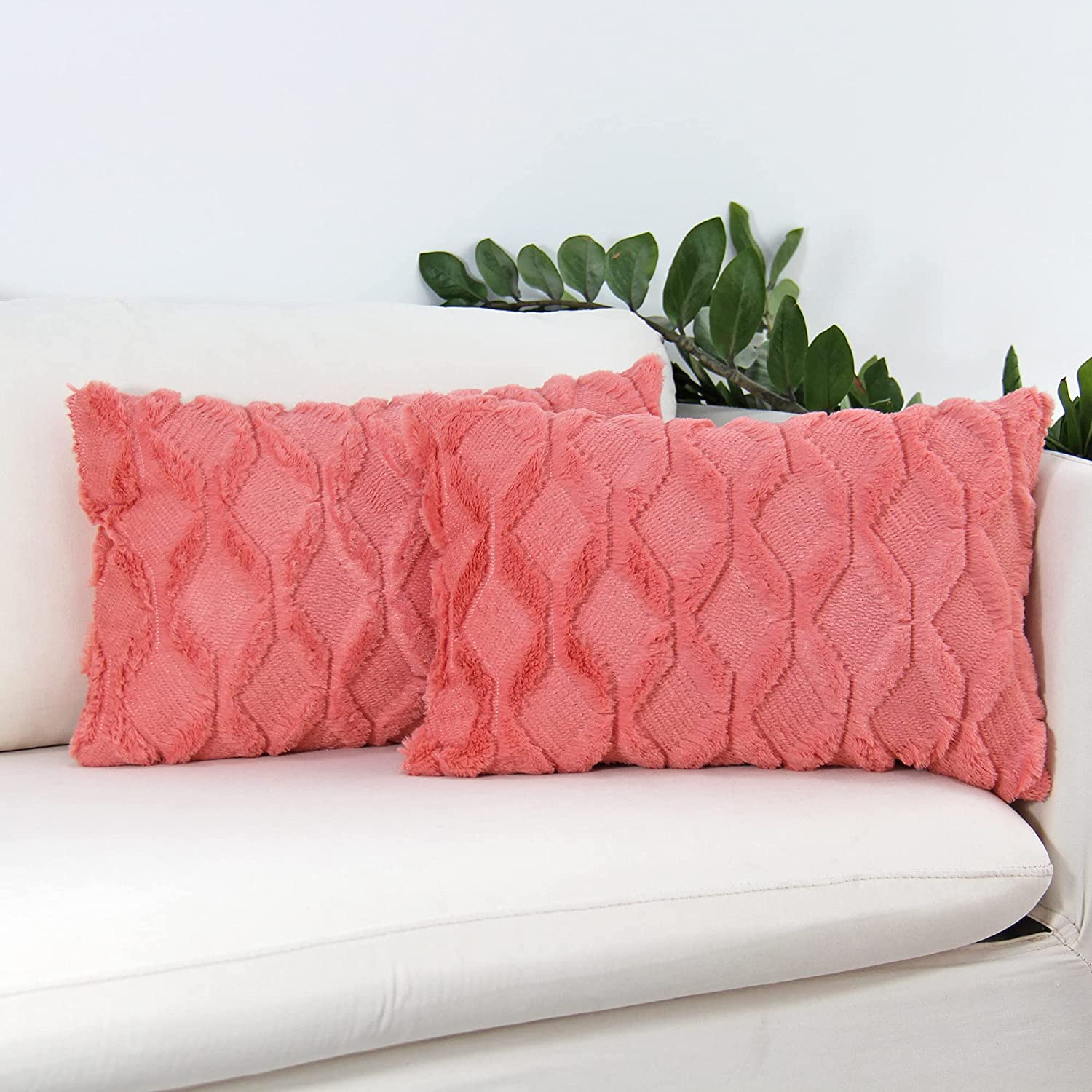 Rectangular Lumbar Plush Throw Pillow Covers, Pack of 2 Luxury Soft pillow cover with nature-inspired artwork - product view 8