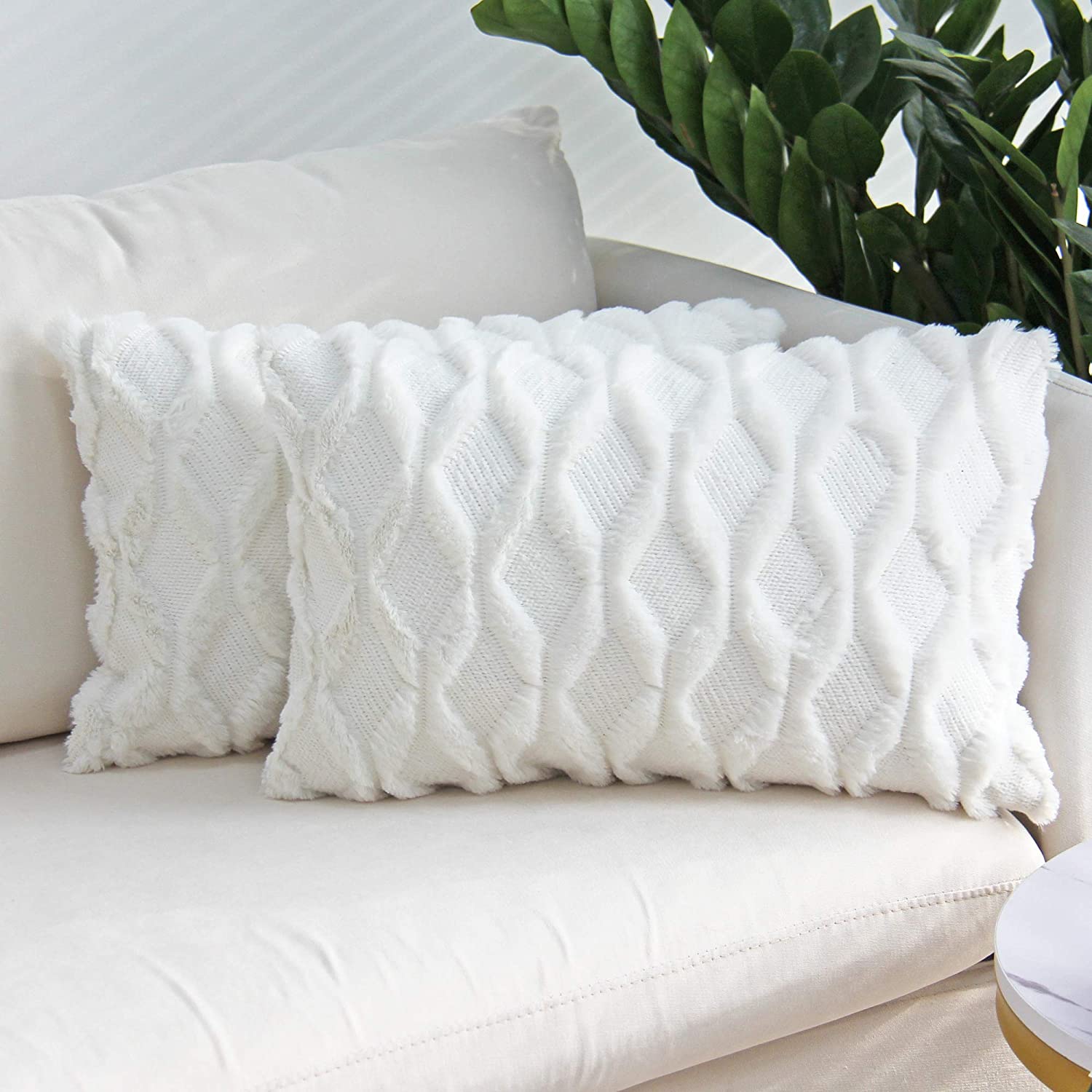 Rectangular Lumbar Plush Throw Pillow Covers, Pack of 2 Luxury Soft pillow cover with nature-inspired artwork - product view 9