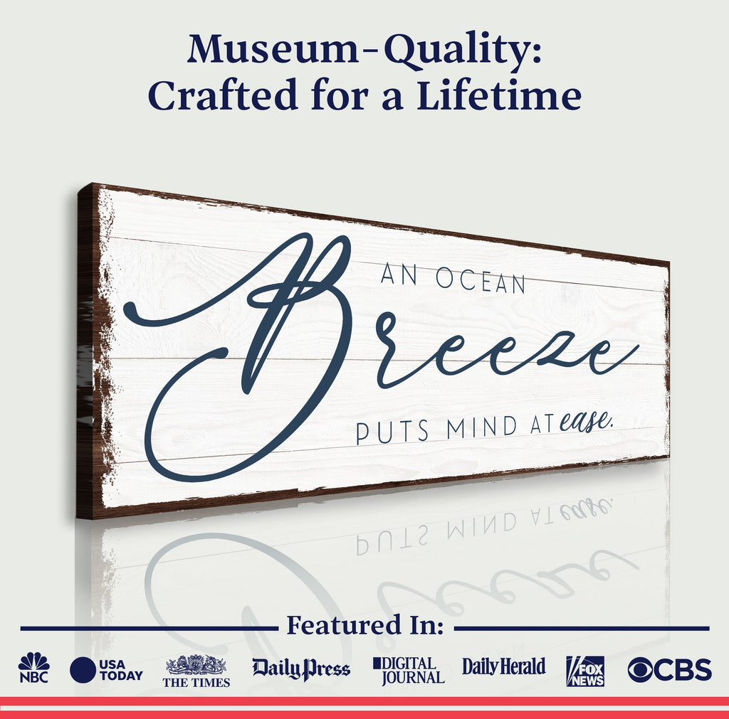 An Ocean Breeze Puts a Mind At Ease Sign canvas with nature-inspired artwork - product view 5