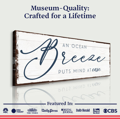 An Ocean Breeze Puts a Mind At Ease Sign canvas with nature-inspired artwork - product view 5