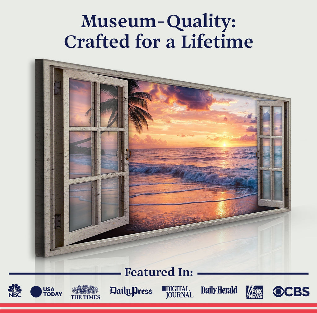 Sunset Beach Window Scenery wall art with nature-inspired artwork - product view 4