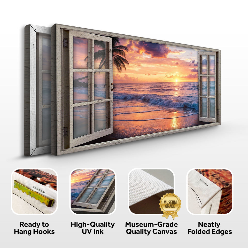 Sunset Beach Window Scenery wall art with nature-inspired artwork - product view 6