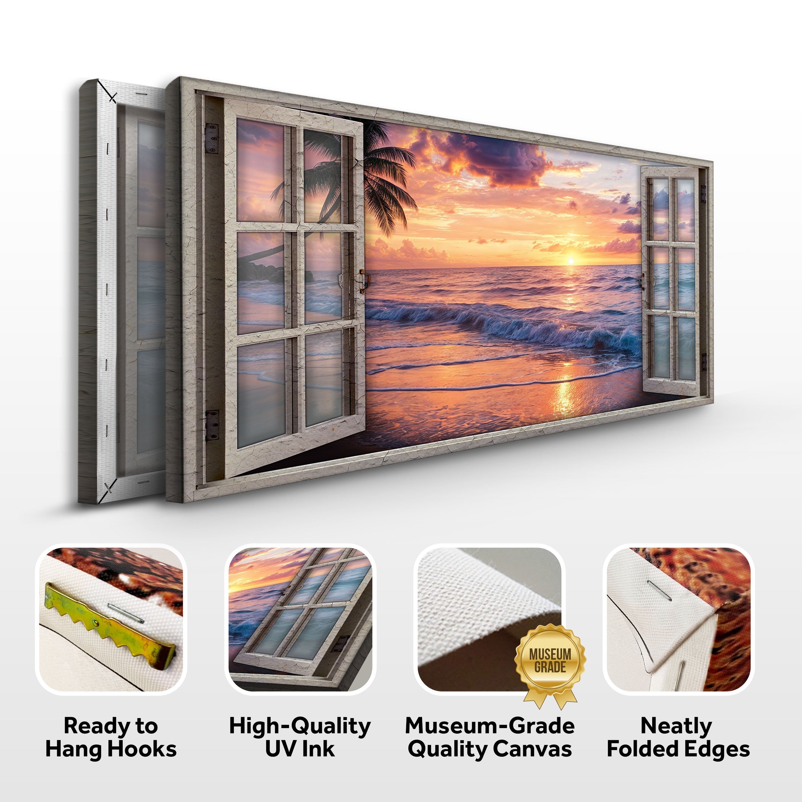 Sunset Beach Window Scenery wall art with nature-inspired artwork - product view 6