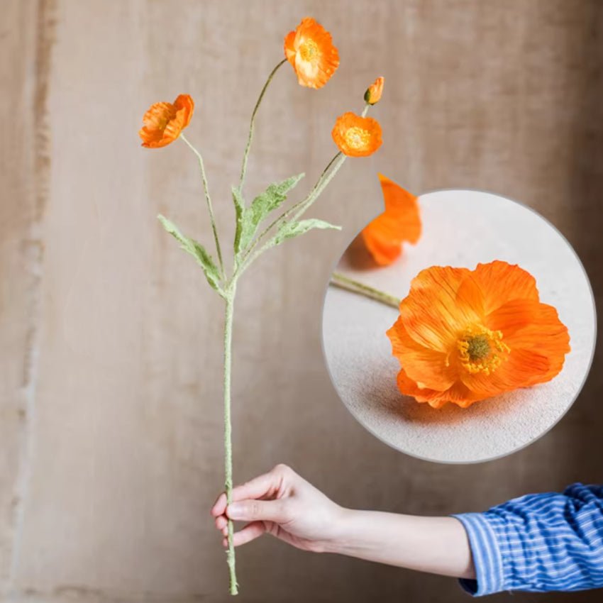 Artificial Poppy Flower Stem, 22.1 Inches