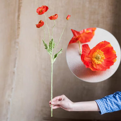 Artificial Poppy Flower Stem, 22.1 Inches