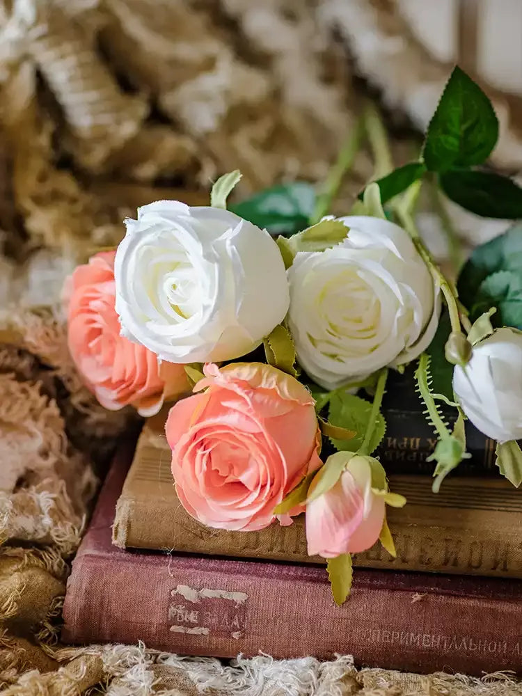 Artificial Vintage Garden Rose Stem, 25.2 Inches