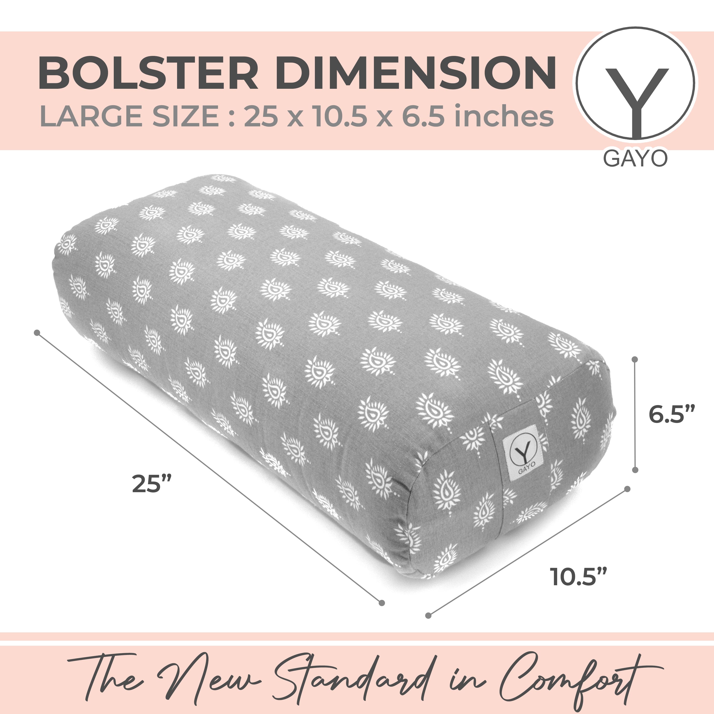 Organic Cotton Yoga Bolster Set with Carry Bag yoga bolster with nature-inspired artwork - product view 6