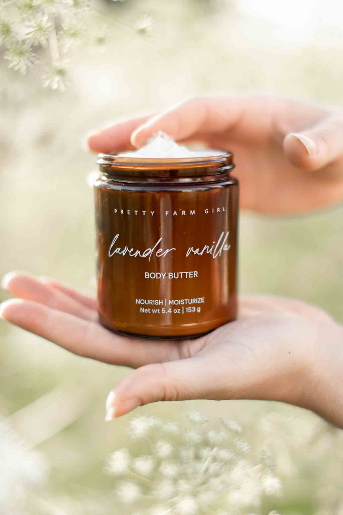 Lavender Vanilla Bean Tallow Body Butter cream with nature-inspired artwork - product view 3