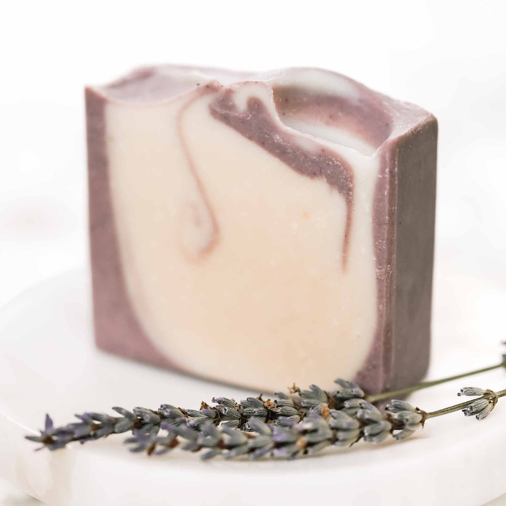 Lavender + Mint Handmade Tallow and Goat Milk Soap Bar bar soap with nature-inspired artwork