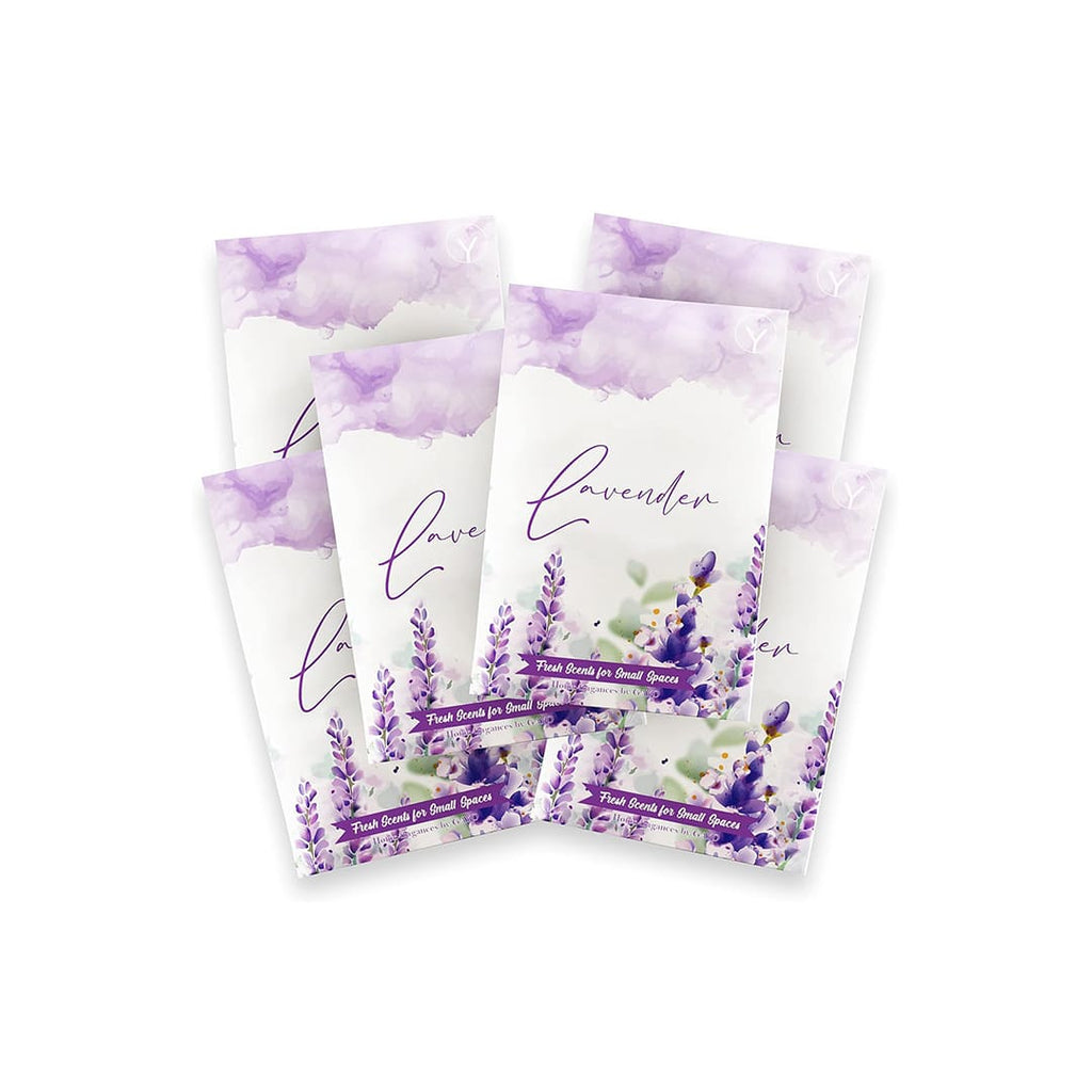Lavender Scented Sachets reed diffusers with nature-inspired artwork