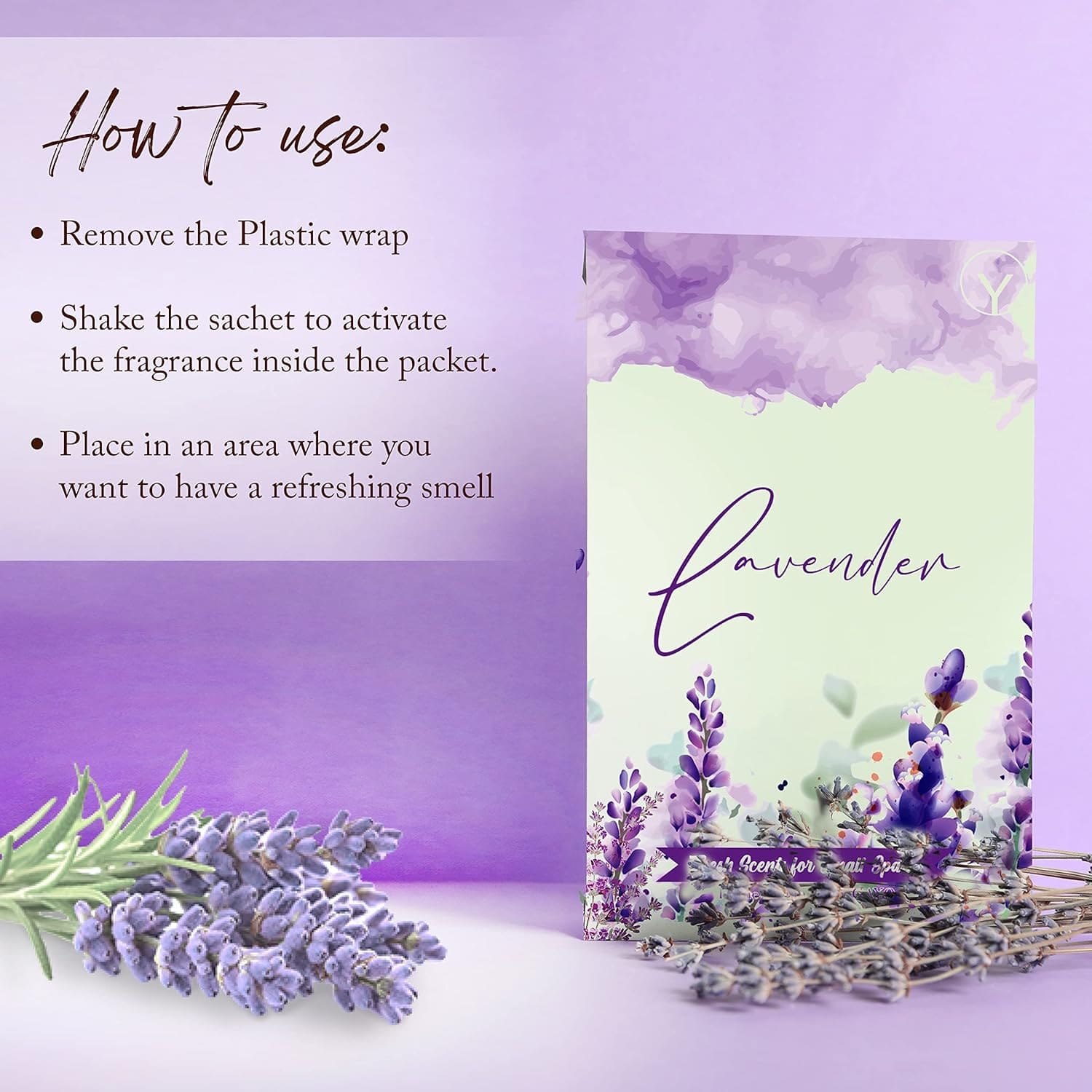 Lavender Scented Sachets reed diffusers with nature-inspired artwork - product view 3