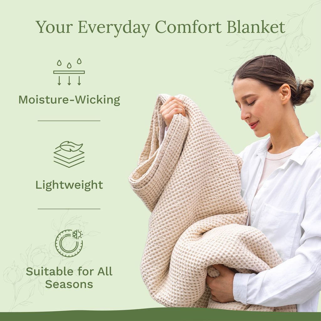 Waffle Weave Blanket home decor with nature-inspired artwork - product view 5