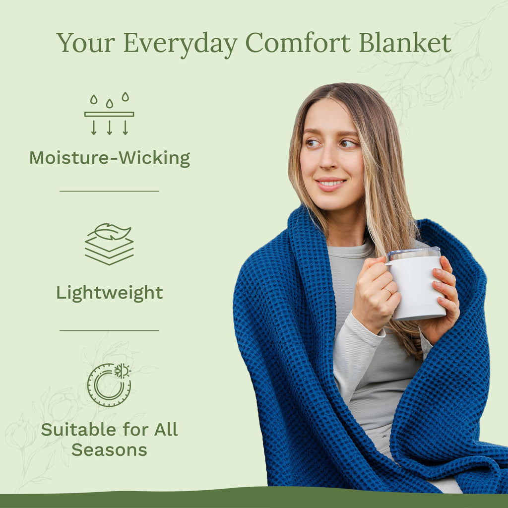 Waffle Weave Blanket home decor with nature-inspired artwork - product view 12