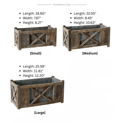 Weathered Wood and Galvanized Metal Planter Box