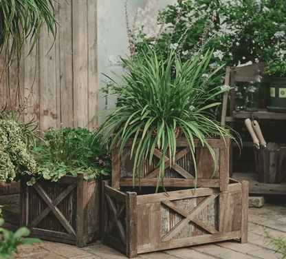 Weathered Wood and Galvanized Metal Planter Box