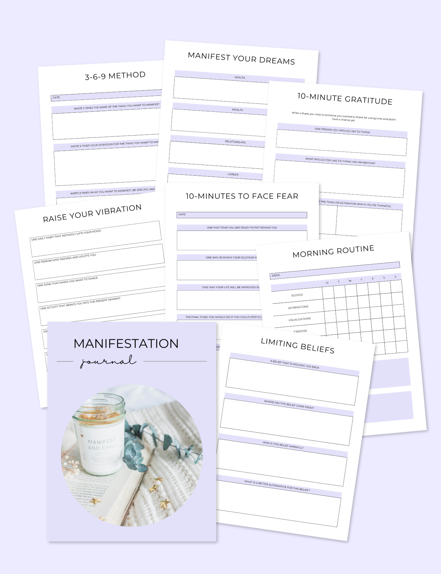 Manifestation journal with nature-inspired artwork