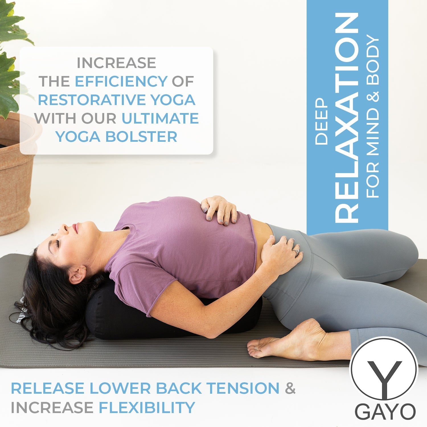 Organic Cotton Size Yoga Bolster Set yoga bolster with nature-inspired artwork - product view 5