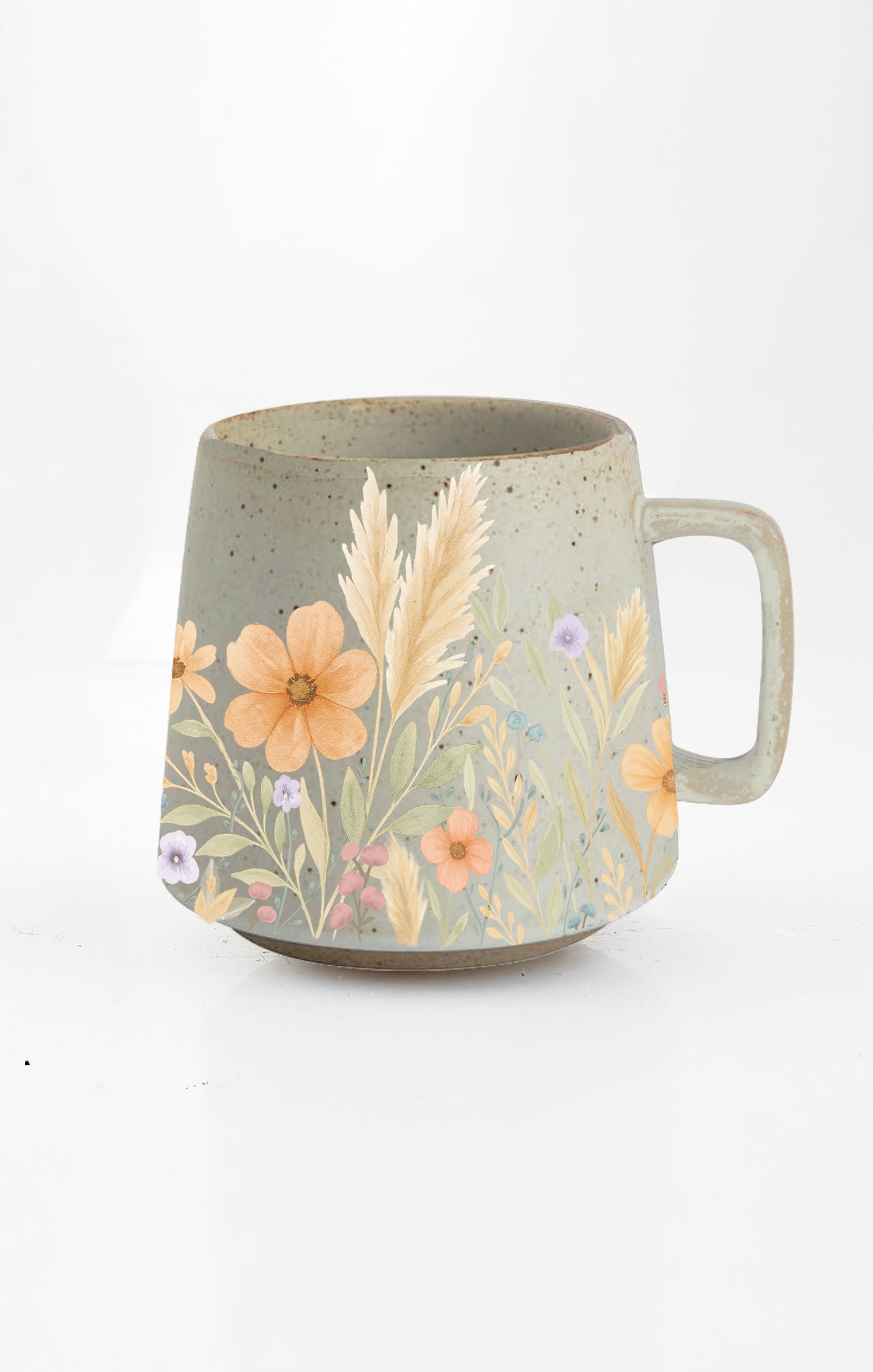 Mom's Meadow ceramic mug with nature-inspired artwork