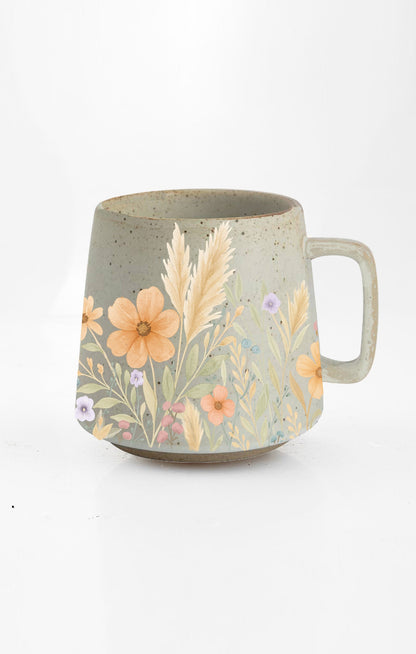 Mom's Meadow ceramic mug with nature-inspired artwork