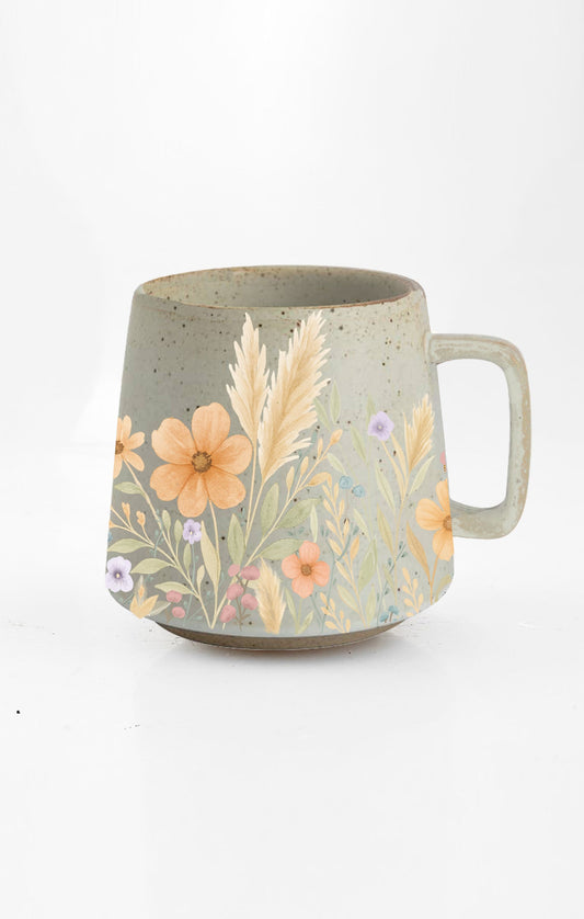 Mom's Meadow ceramic mug with nature-inspired artwork