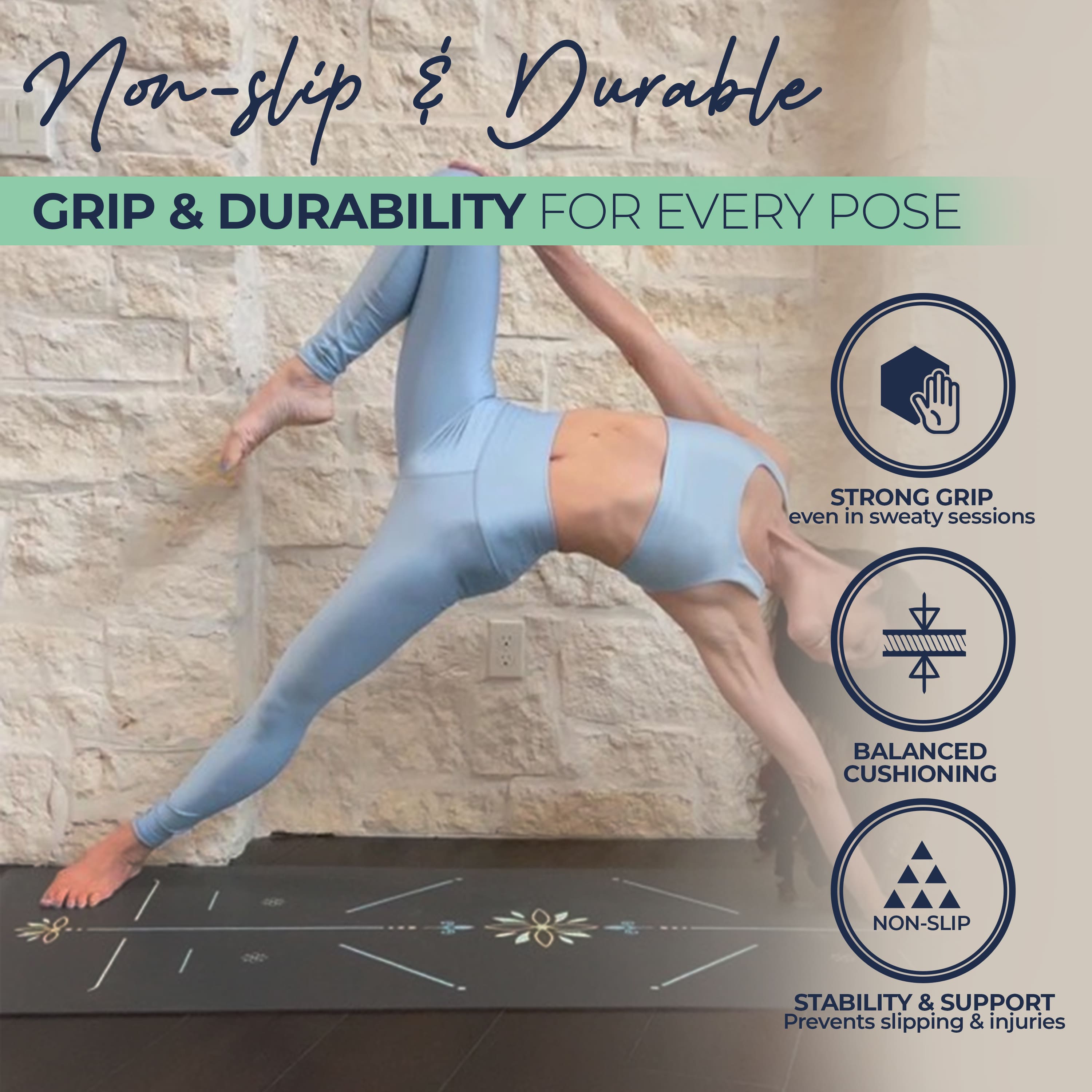 Eco Balance yoga mat with nature-inspired artwork - product view 3