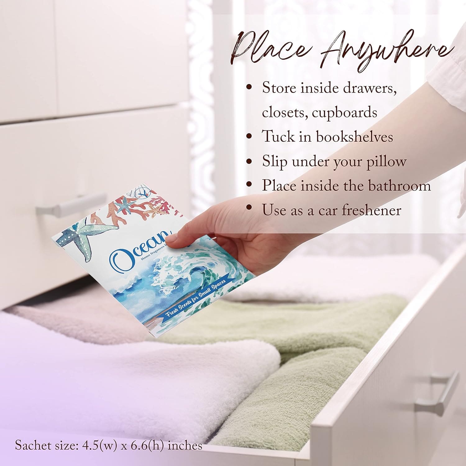 Ocean Breeze Scented Sachets home fragrance with nature-inspired artwork - product view 2