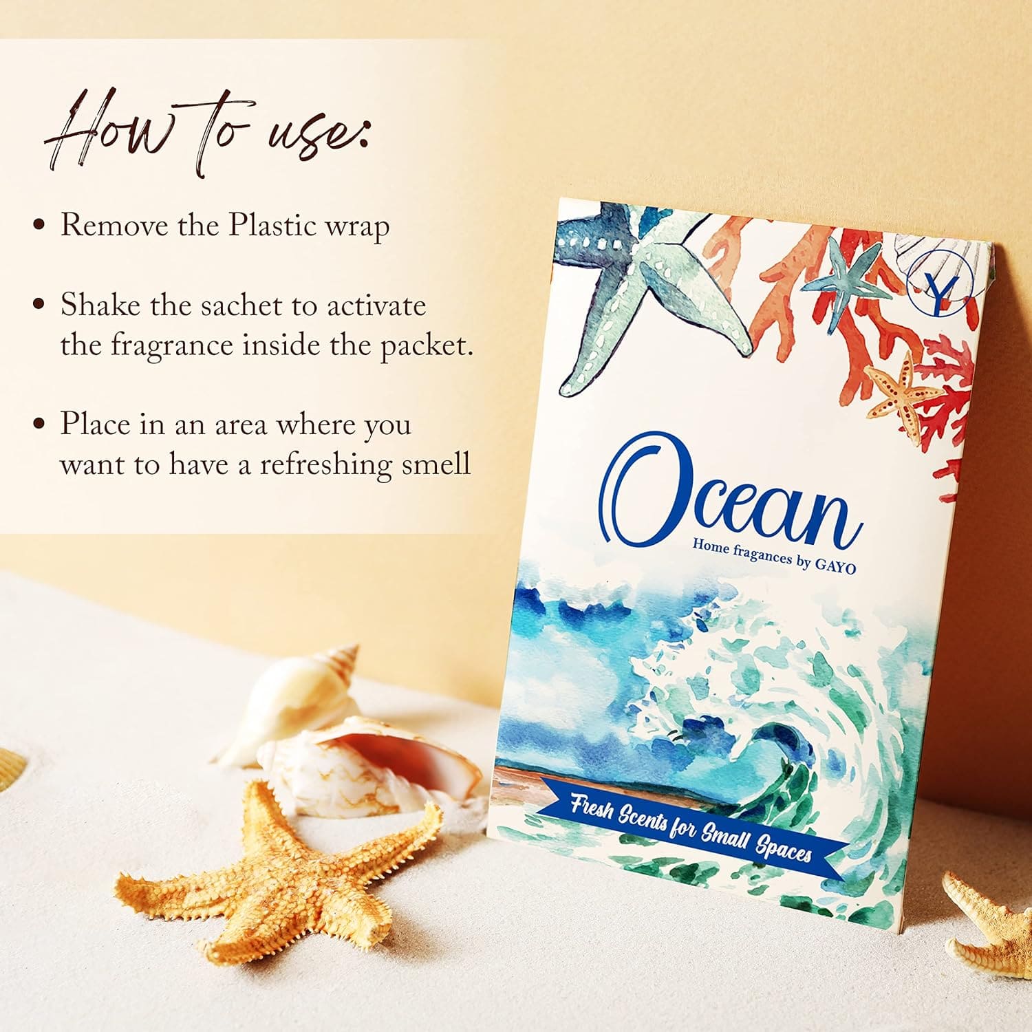 Ocean Breeze Scented Sachets home fragrance with nature-inspired artwork - product view 3