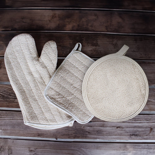 100% Cotton Pot Holders & Oven Mitt pot holder, oven mitt with nature-inspired artwork