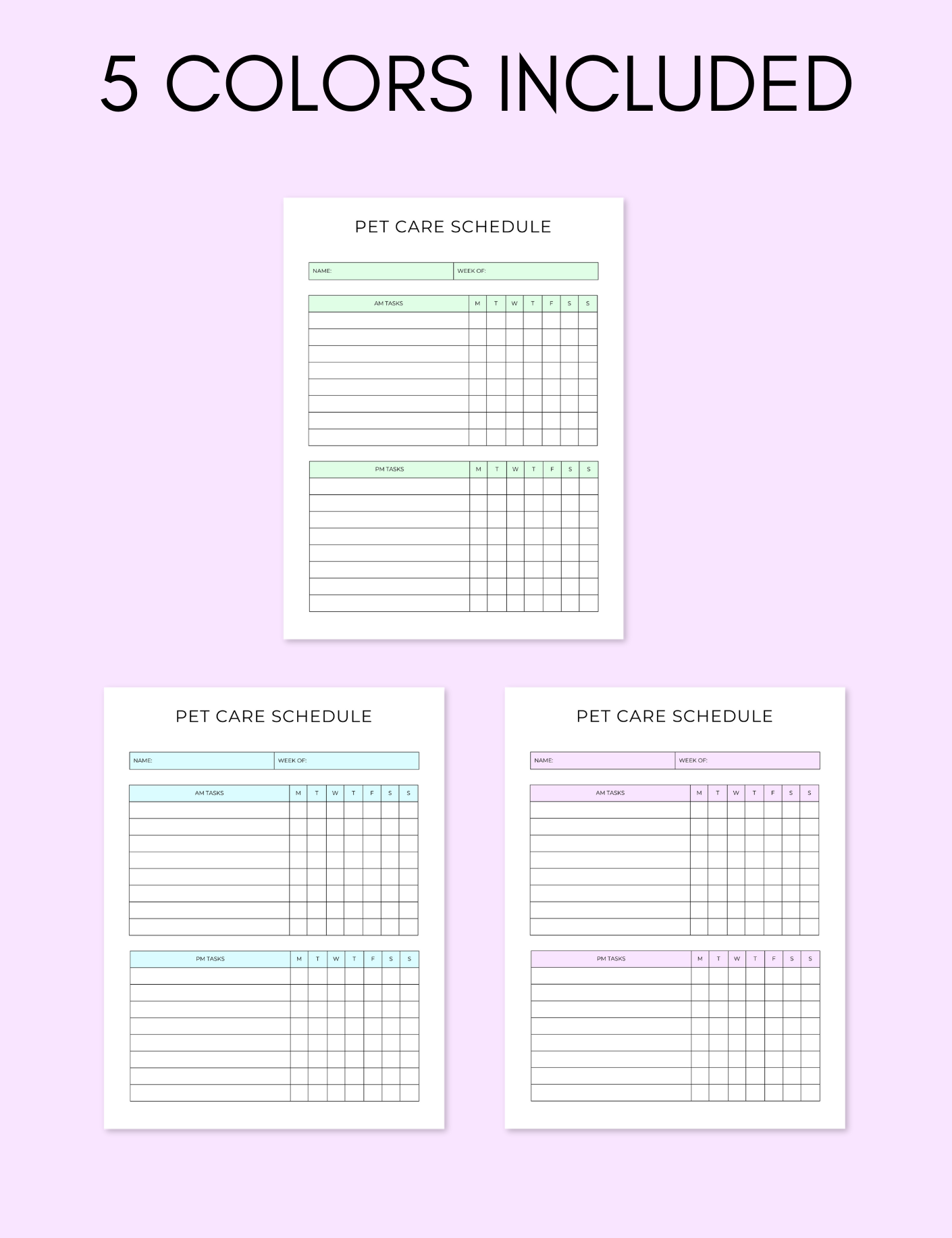 Pet Care Schedule uncategorized / needs cleanup with nature-inspired artwork - product view 2