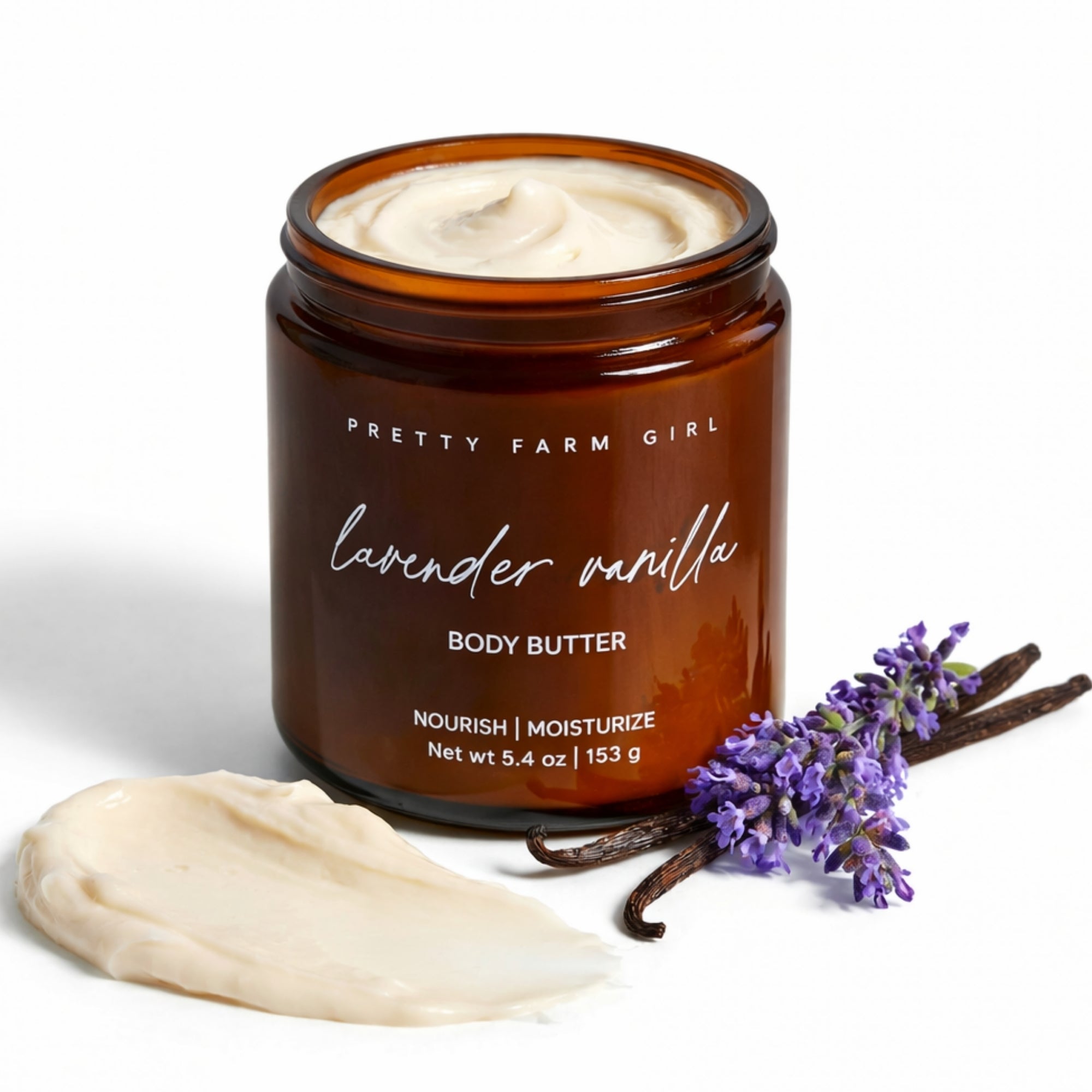 Lavender Vanilla Bean Tallow Body Butter cream with nature-inspired artwork - product view 2