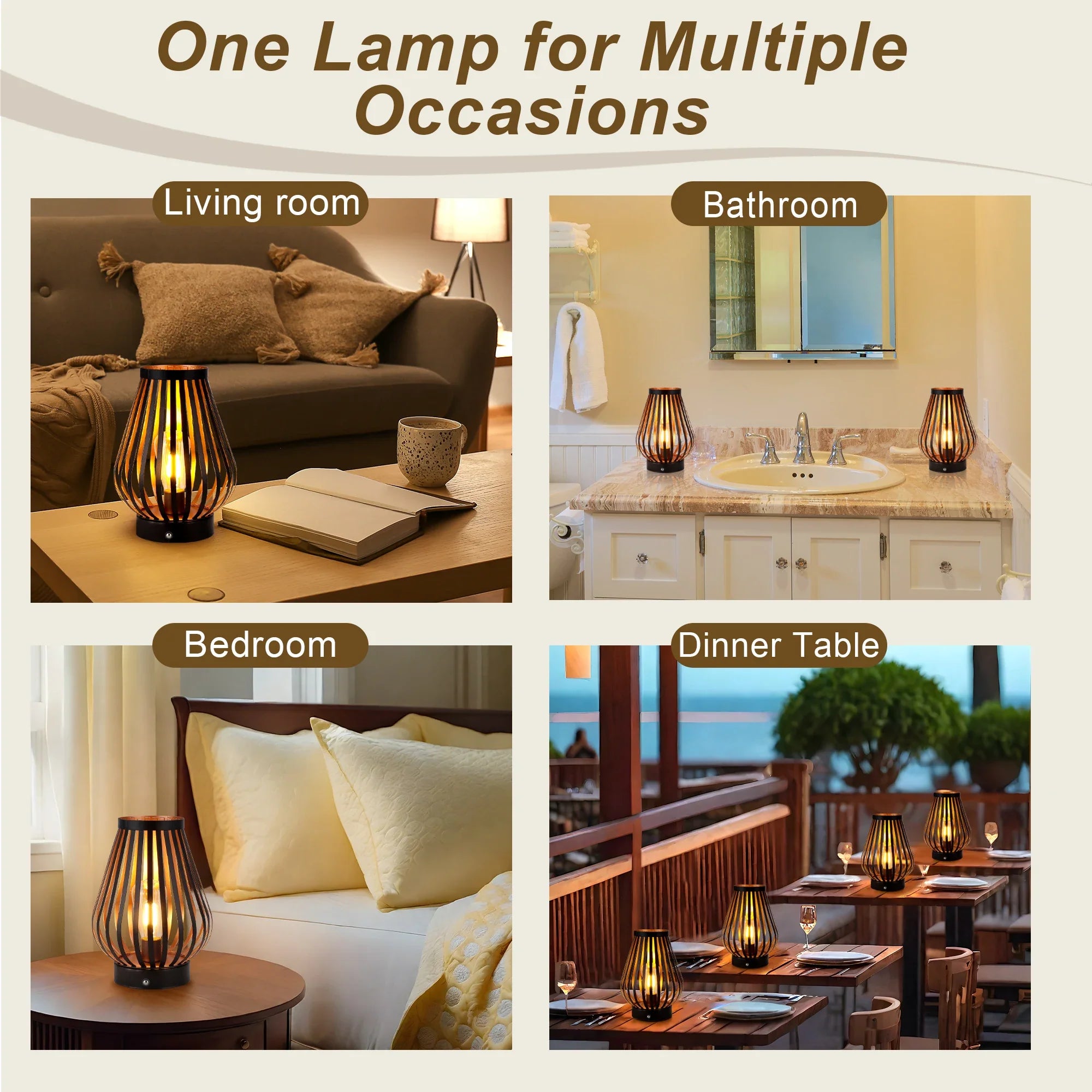 8.5''h Rechargeable Battery Powered Lamp with Led Edison Style Bulb battery operated lamps with nature-inspired artwork - product view 9