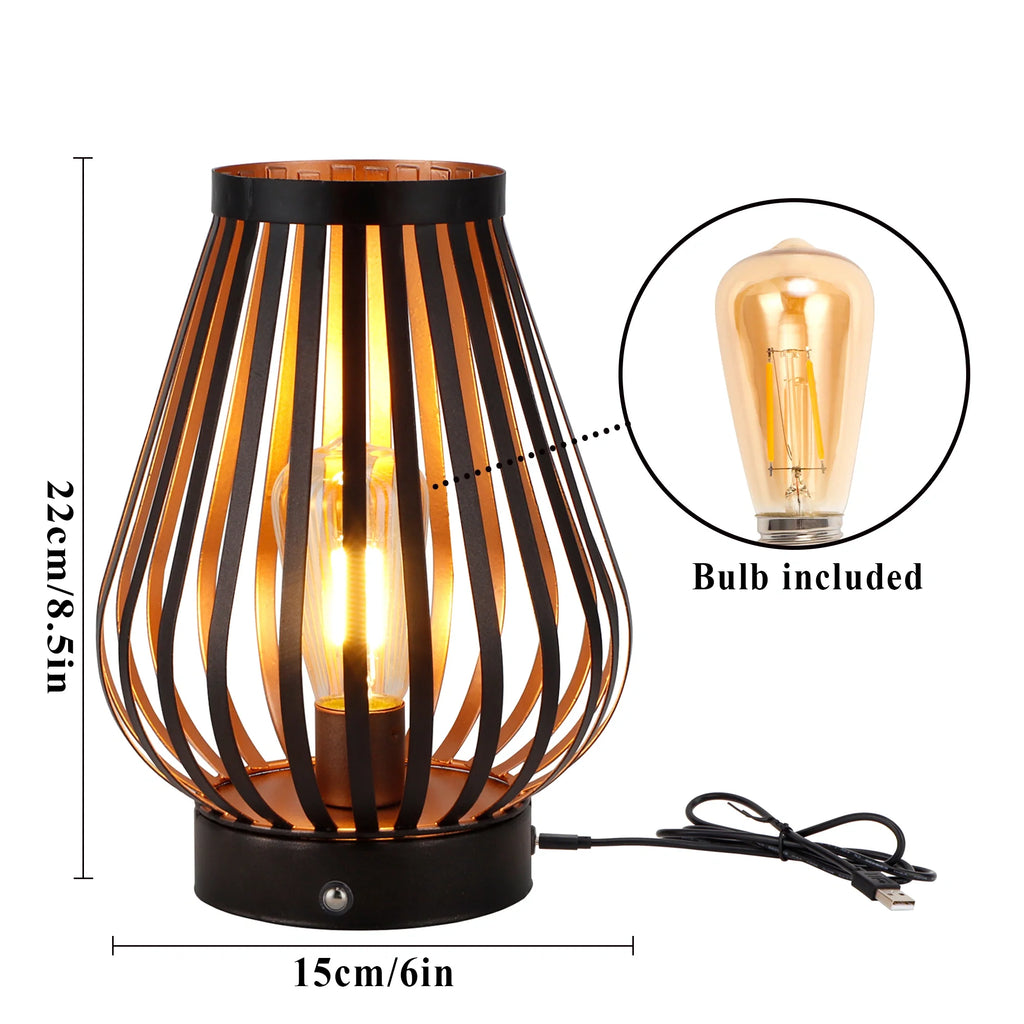 8.5''h Rechargeable Battery Powered Lamp with Led Edison Style Bulb battery operated lamps with nature-inspired artwork - product view 5