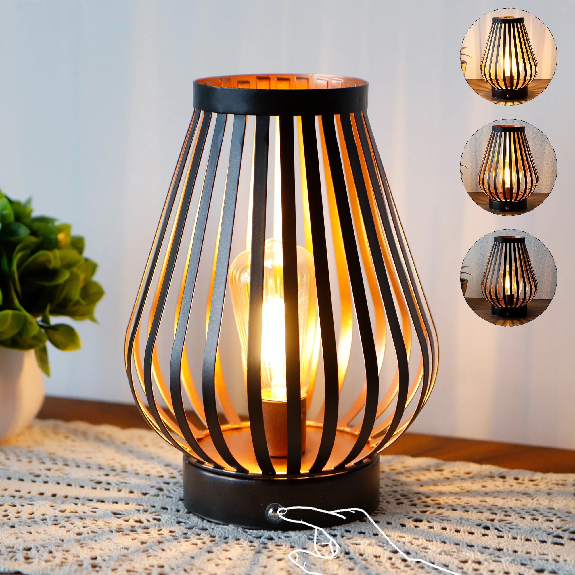 8.5''h Rechargeable Battery Powered Lamp with Led Edison Style Bulb battery operated lamps with nature-inspired artwork - product view 6